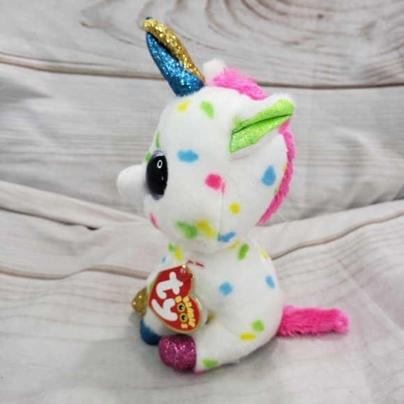 TY Beanie Boos Harmonie Rainbow Confetti Unicorn 6.5 Inch Plush Stuffed Toy 2016 - Picture 2 of 8